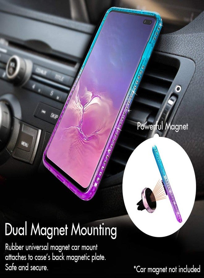 Silverback for Samsung Galaxy S10 Plus Case, Moving Liquid Holographic Glitter Case with Ring Stand, Girls Women Bling Diamond Slim Protective Case for Galaxy S10 - Purple - Image 5